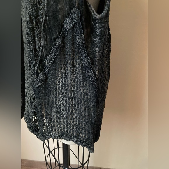 Exquisite Vintage Buccelli Lace & Burnout Velvet Vest Tunic L/XL - Picture 4 of 8